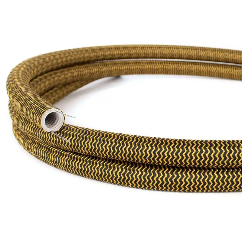 Ultimissimo Modello Creative-Tube, 20 mm diameter, covered in RZ24 Gold and Black Silk Effect fabric, flexible raceway
