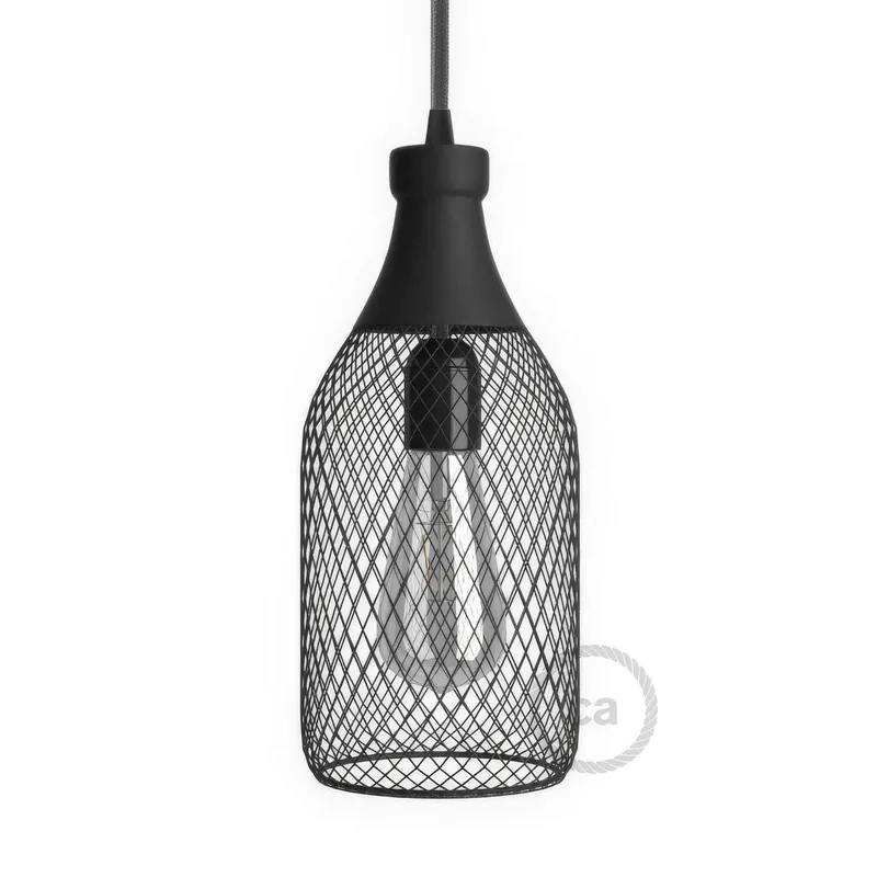 Jéroboam bottle cage lampshade in metal - Black Occasione