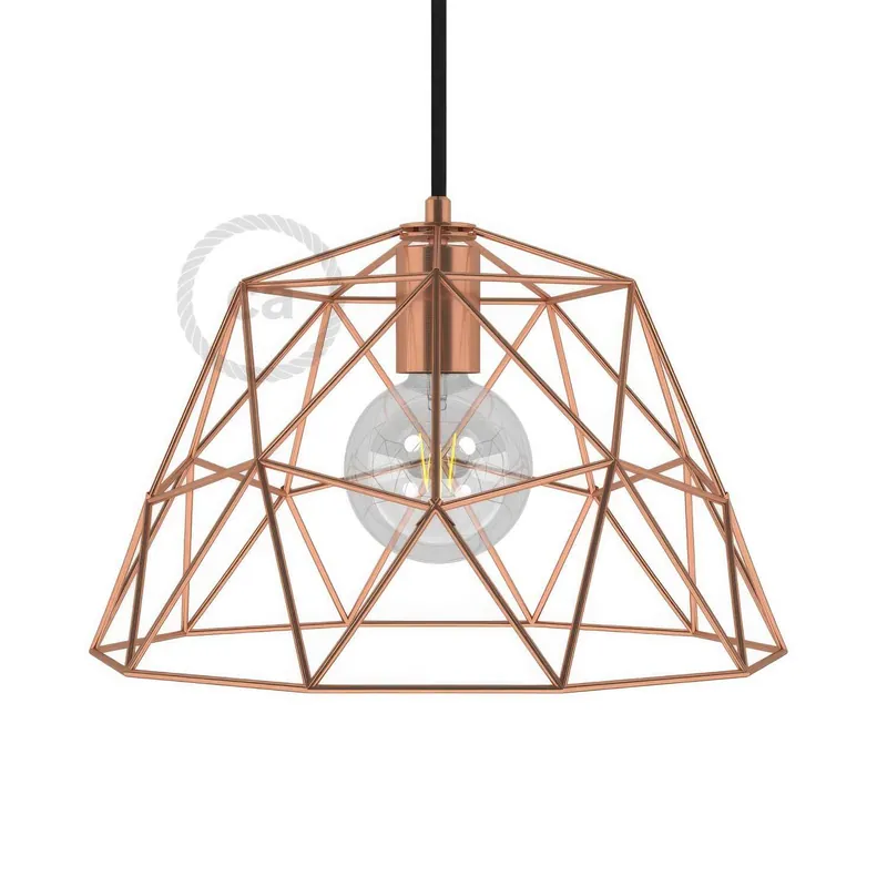 XL Dome metal lampshade cage with E27 socket - Copper Acquista Ora