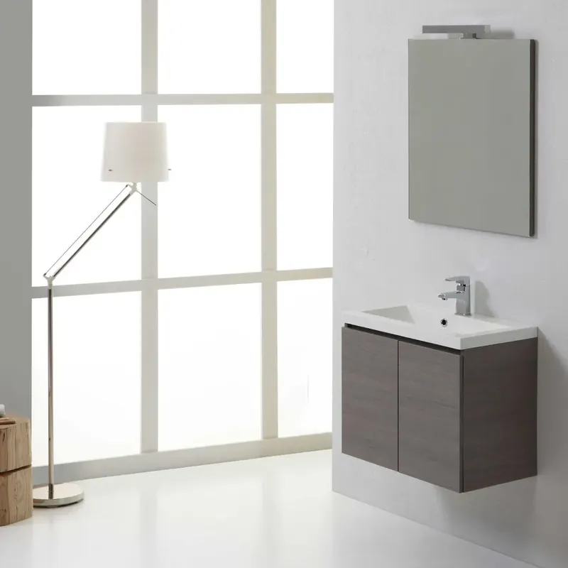 Mobile bagno 60 cm con due ante grigio sospeso Manhattan Compra Adesso