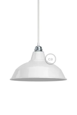 Bistrot lampshade in enameled metal with E27 socket, 30 cm diameter - White Promozione