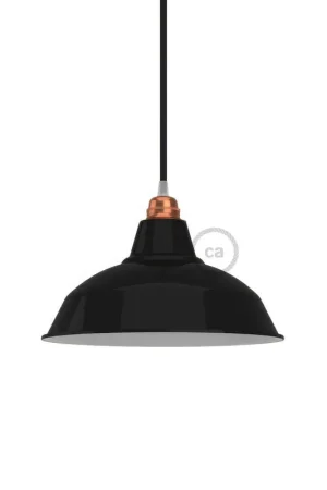 Pagamento Sicuro Bistrot lampshade in enameled metal with E27 fitting, 30 cm diameter - Black
