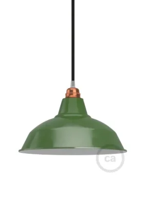Professionale Bistrot Lampshade in enameled metal with E27 base, 30 cm diameter - Green
