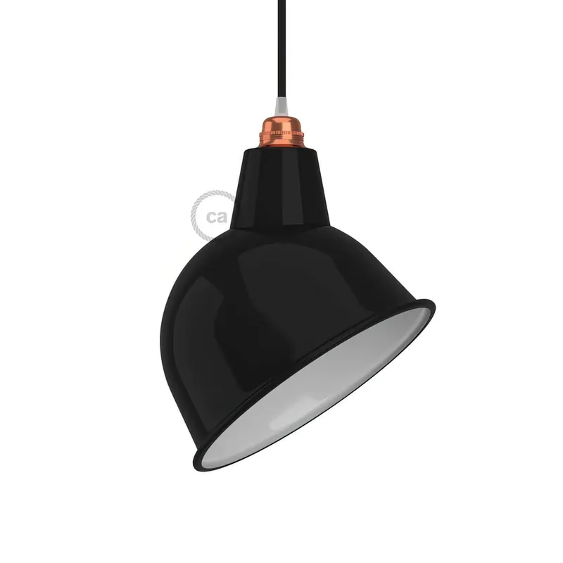 Broadway enameled metal lampshade with E27 fitting - Black Nuova Collezione