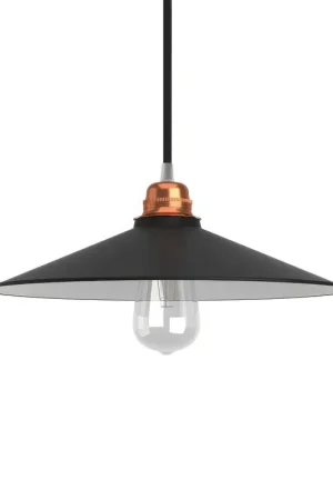 Swing Lampshade in enameled metal for E27 Socket - Black Saldi