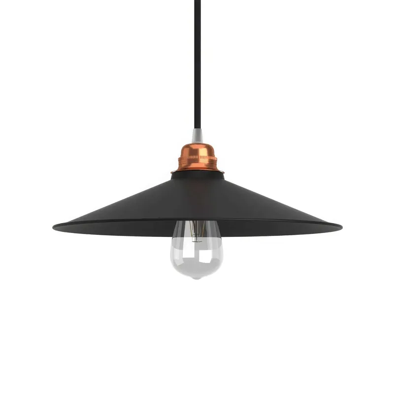 Ultima Occasione Swing Lampshade in enameled metal for E27 Socket - Black inside Black