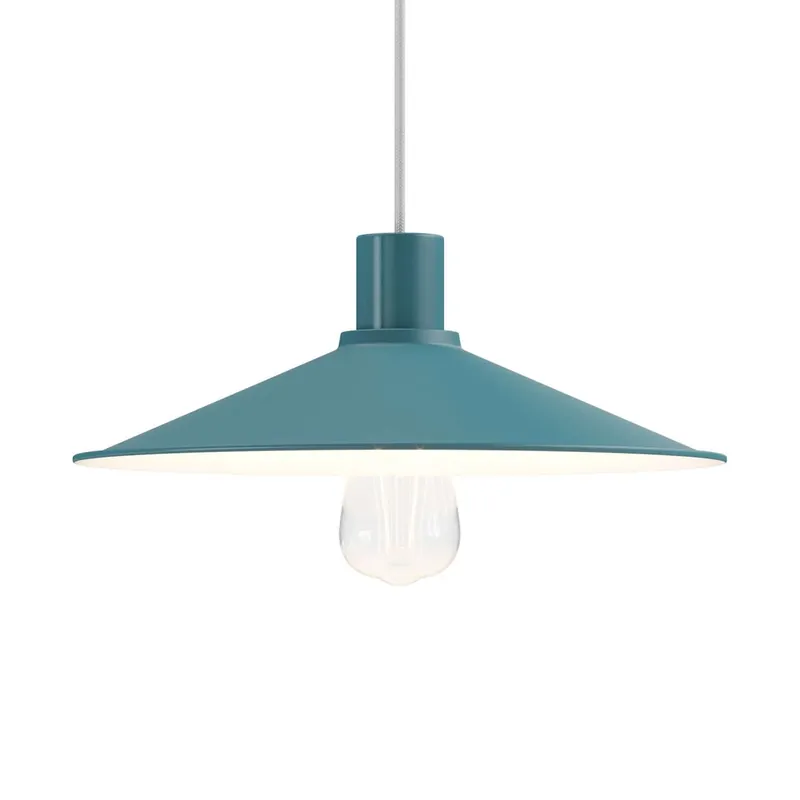 Sconto Swing Lampshade in enameled metal for E27 Socket - Petrol blue