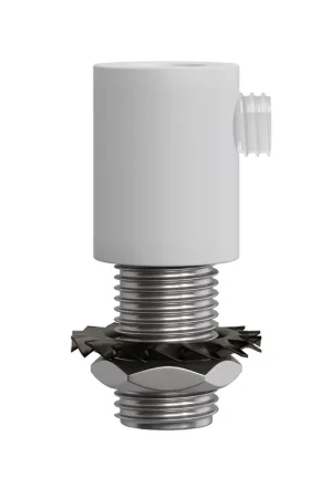 Cylindrical metal strain relief complete with rod, nut, and washer - White Bestseller