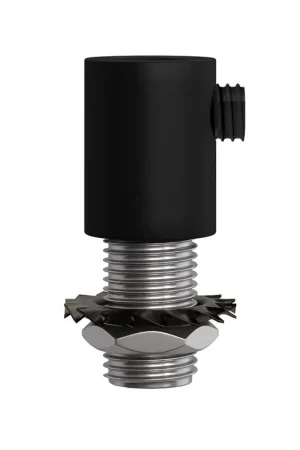 Cylindrical metal strain relief complete with rod, nut, and washer - Black Nuovo Arrivo