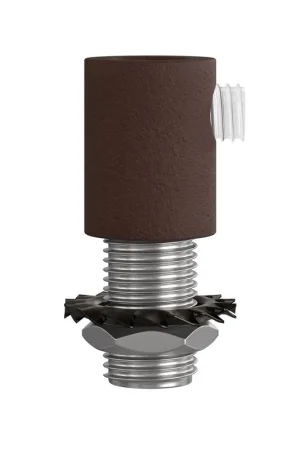 Cylindrical metal strain relief complete with rod, nut, and washer - Dark rust painted Più Venduto