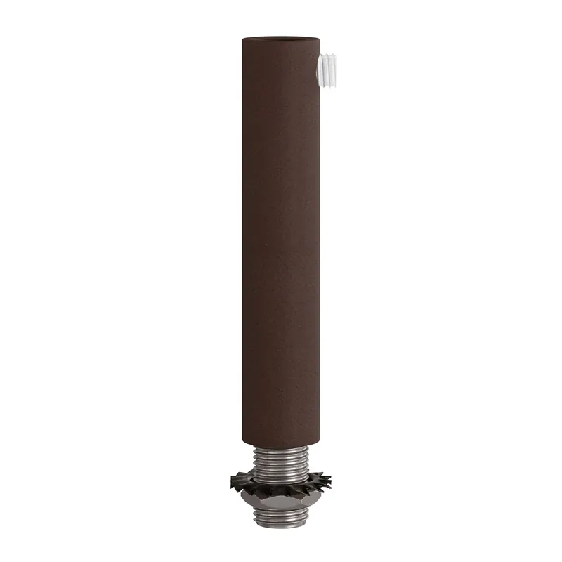 Cylindrical metal strain relief, 7 cm length, complete with rod, nut, and washer - Painted dark rust Offerta Lampo