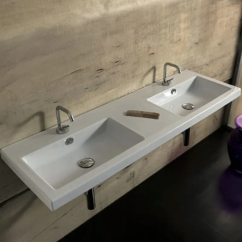 Esclusivo Lavandino doppia vasca d‘arredo 45x140 Cangas in ceramica