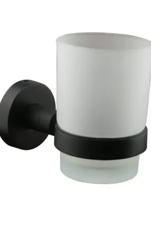 Promozione Esclusiva Porte-brosse à dents modèle rond avec support noir mat Icrolla Venezia 16054NO