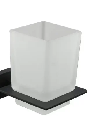 Porte-brosse à dents modèle carré avec support noir mat Icrolla Zurigo 16069NO Direttamente Dal Produttore