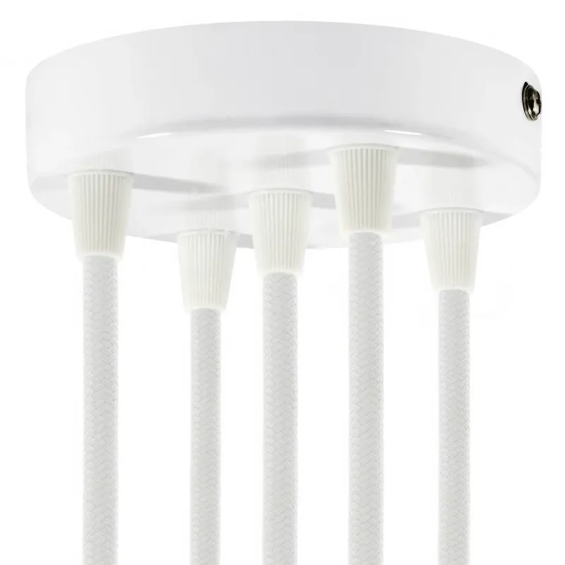 Cylindrical ceiling canopy kit with 5 holes - Glossy white Quantità Limitata