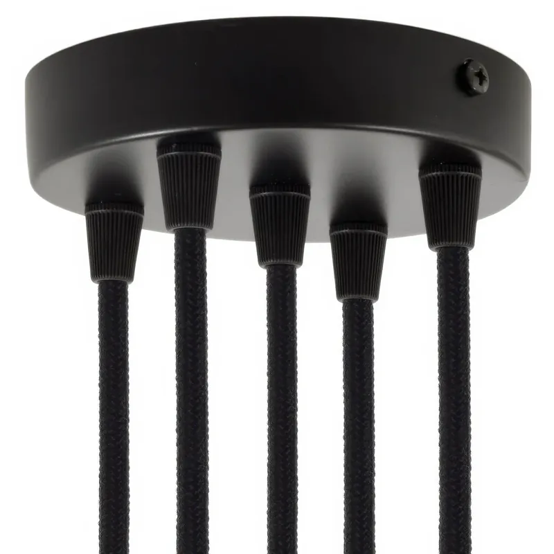 5-hole cylindrical metal ceiling canopy kit - Black Prezzo Conveniente
