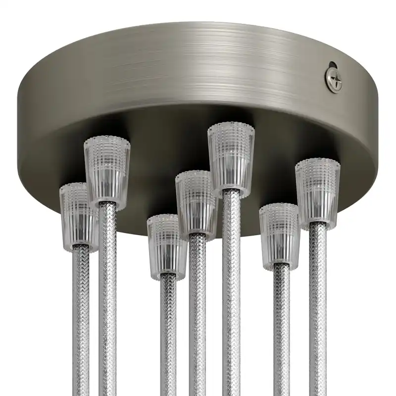 Economico Cylindrical ceiling canopy kit in metal with 7 holes - Satin titanium