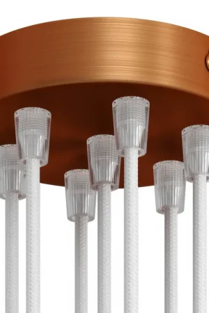 7-hole cylindrical metal ceiling canopy kit - Satin copper Più Venduto