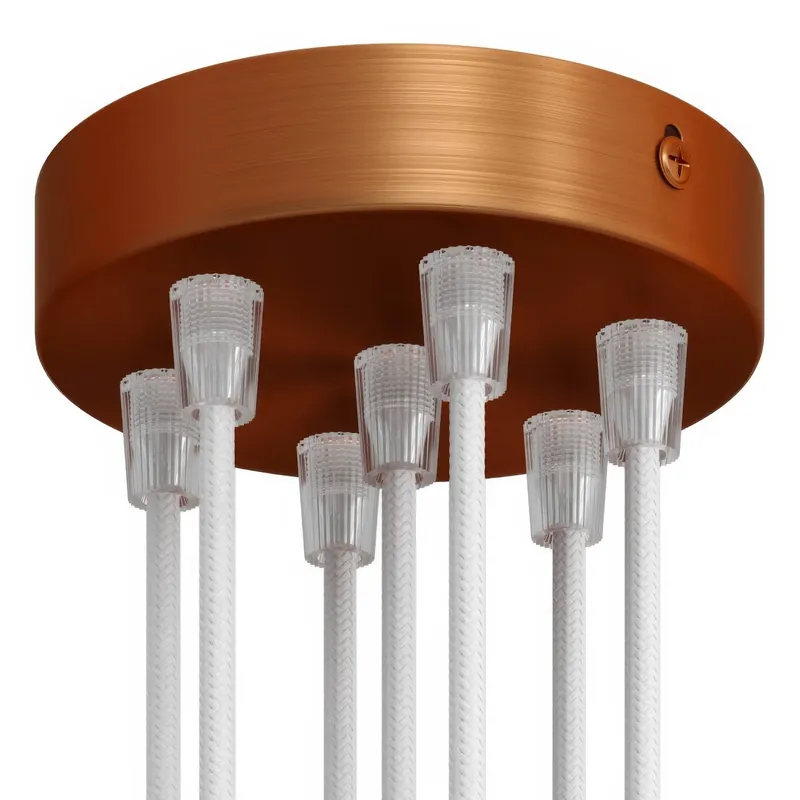 7-hole cylindrical metal ceiling canopy kit - Satin copper Più Venduto