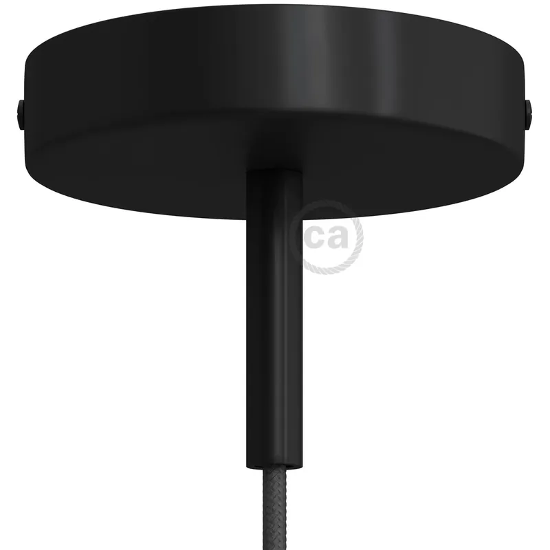 Occasione 7 cm cylindrical metal ceiling canopy kit with strain relief - Black