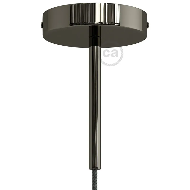 Subito Disponibile Cylindrical metal ceiling canopy kit with 15 cm strain relief - Pearl black