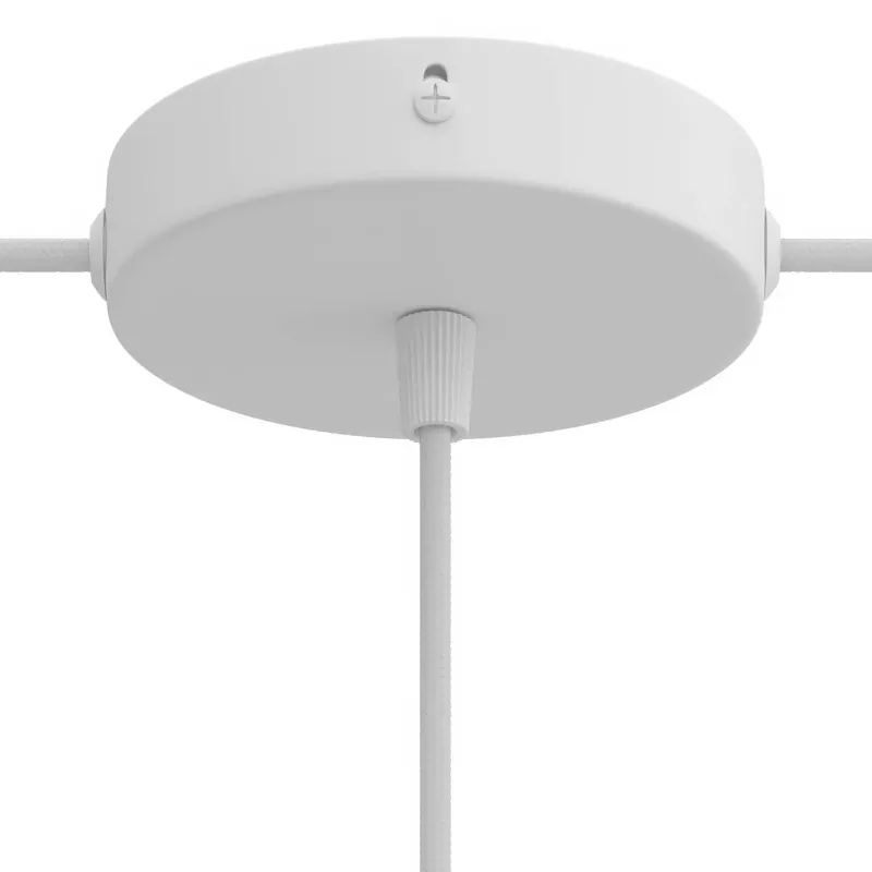 Occasione Cylindrical ceiling canopy kit in metal with 1 central hole and 2 side holes - Matte white