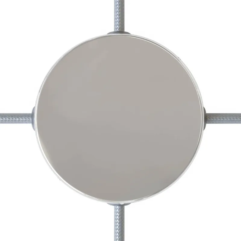 4-hole cylindrical metal ceiling canopy kit (junction box) - Chrome Offerta Limitata