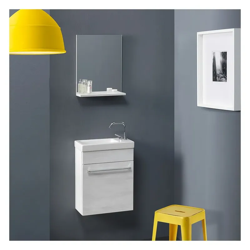Occasione Mobile bagno salva spazio 42 x 55,60 cm in quercia bianco Smart