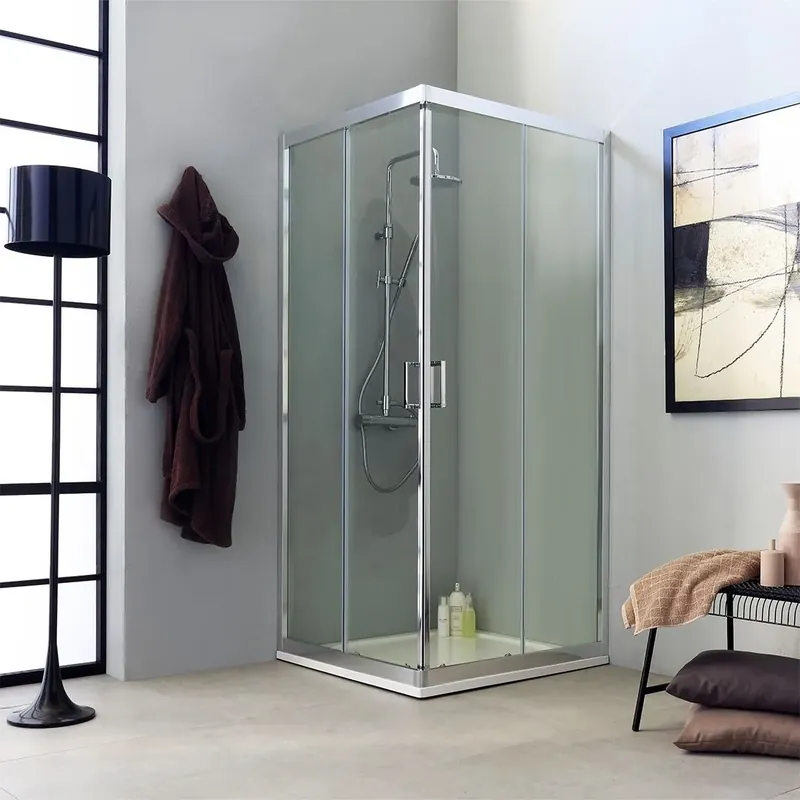 Box doccia trasparente quadrato 80x80 apertura scorrevole design moderno Fly Spedizione Espresso