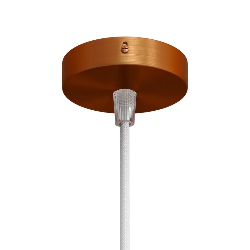 Mini cylindrical ceiling canopy kit with 1 central hole - Satin copper Prezzo Basso