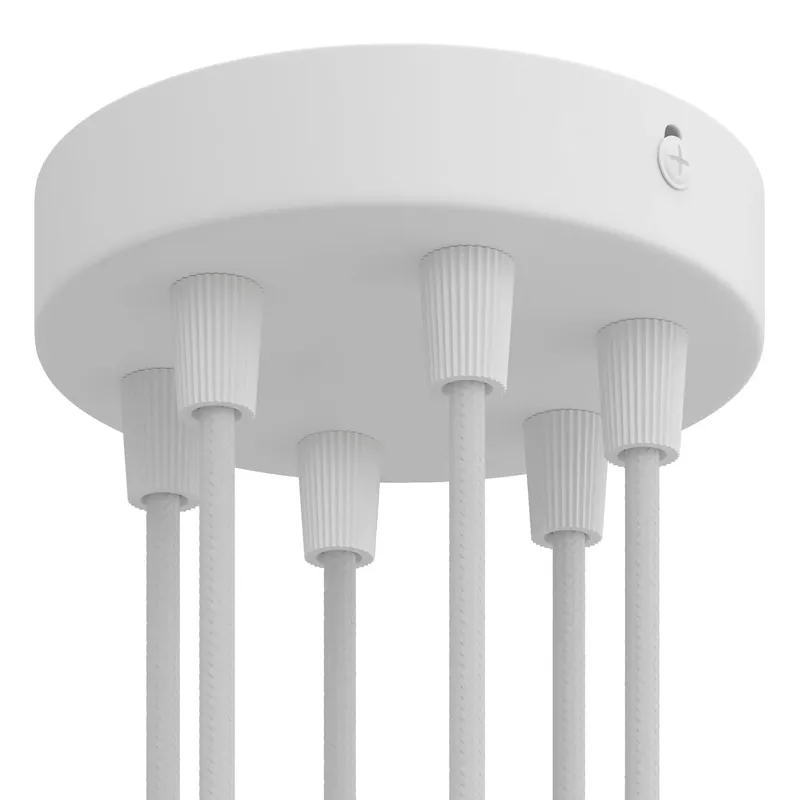 Cylindrical metal ceiling canopy kit with 6 holes - Matte white A Buon Prezzo