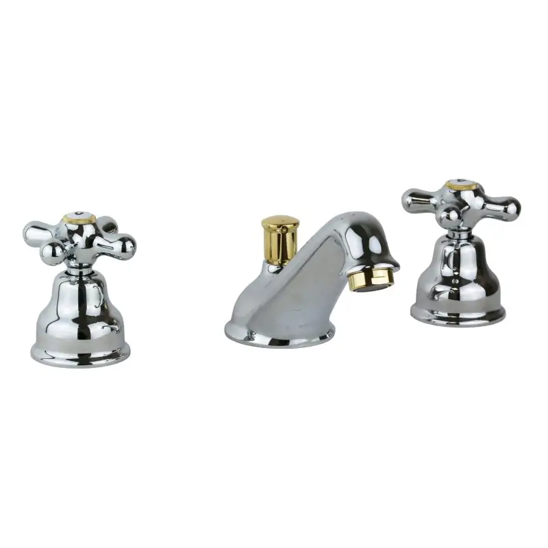 Nuova Collezione Robinet de lavabo à trois trous de couleur chrome-or avec bec bas Paffoni Iris IRV058CO