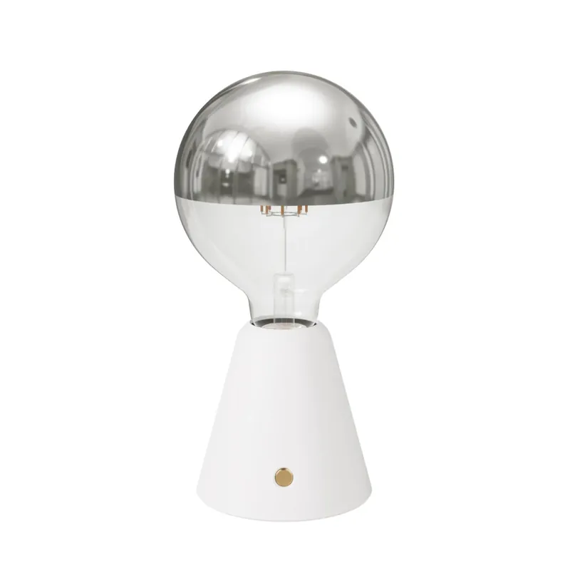 Cabless01 rechargeable portable lamp with half-silver globe light bulb - White Vendita Finale