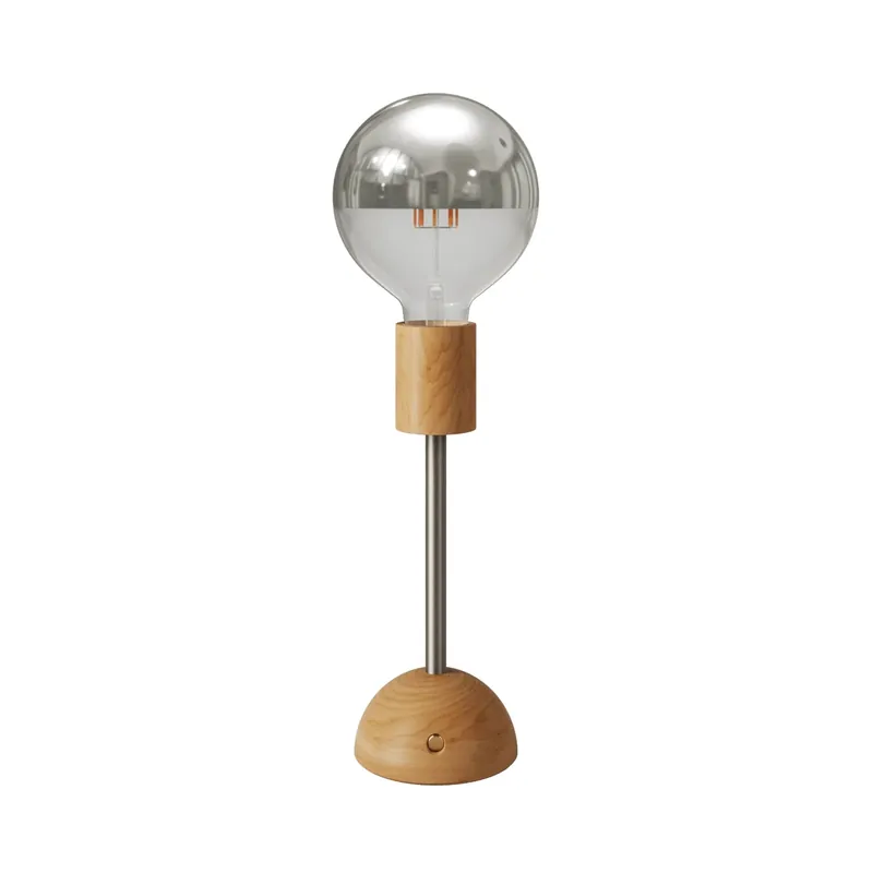 Portable and rechargeable Cabless02 lamp with half-sphere silver globe light bulb - Neutral Saldi