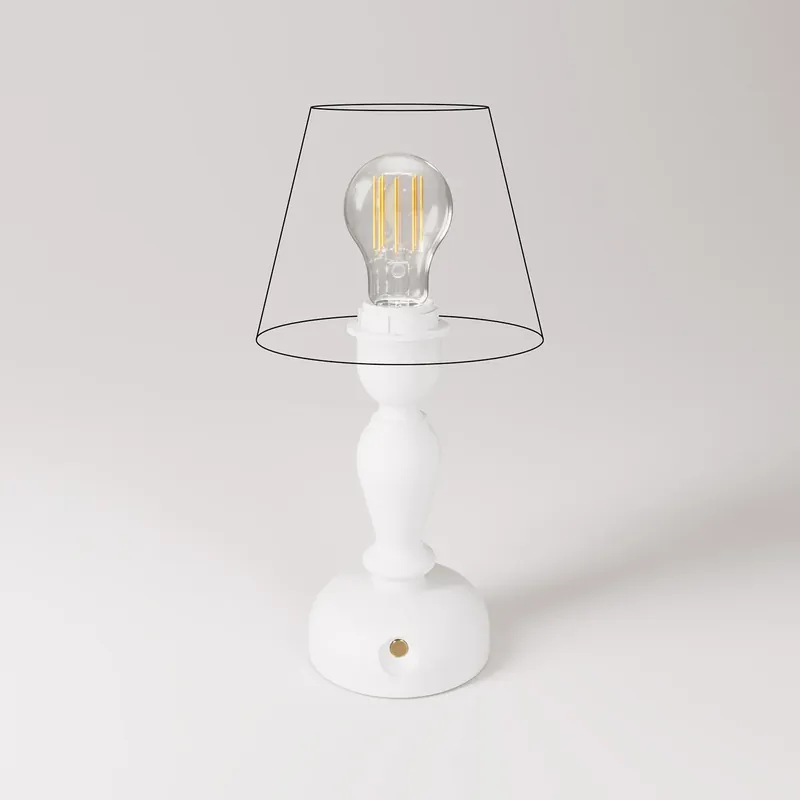 Offerta Limitata Cabless14 portable rechargeable lamp with drop light bulb and lampshade-ready fitting - White