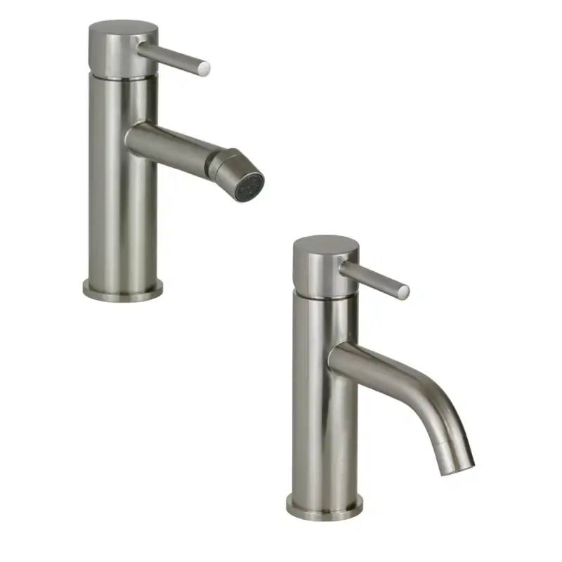 Ensemble de salle de bain en couleur aspect acier avec lavabo et bidet Pollini Jessy KITJES1NS A Buon Prezzo