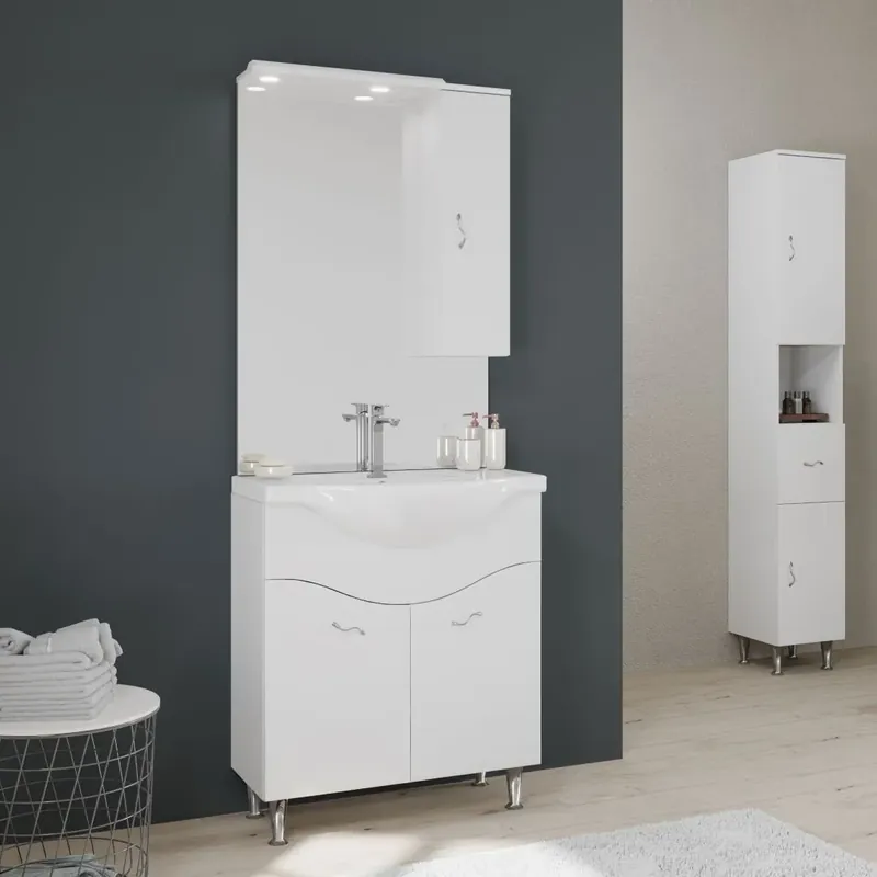 Super Prezzo Mobile bagno 75 cm 2 ante e pensile in bianco lucido Easy
