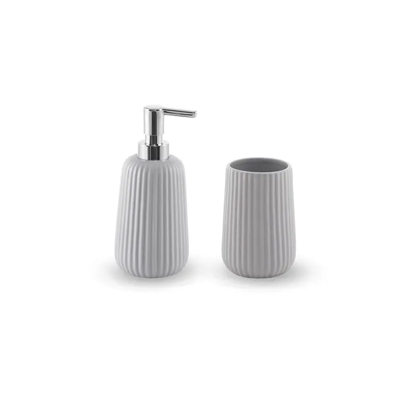 Set accessori lavabo dosasapone e porta spazzolini grigio Dory Occasione