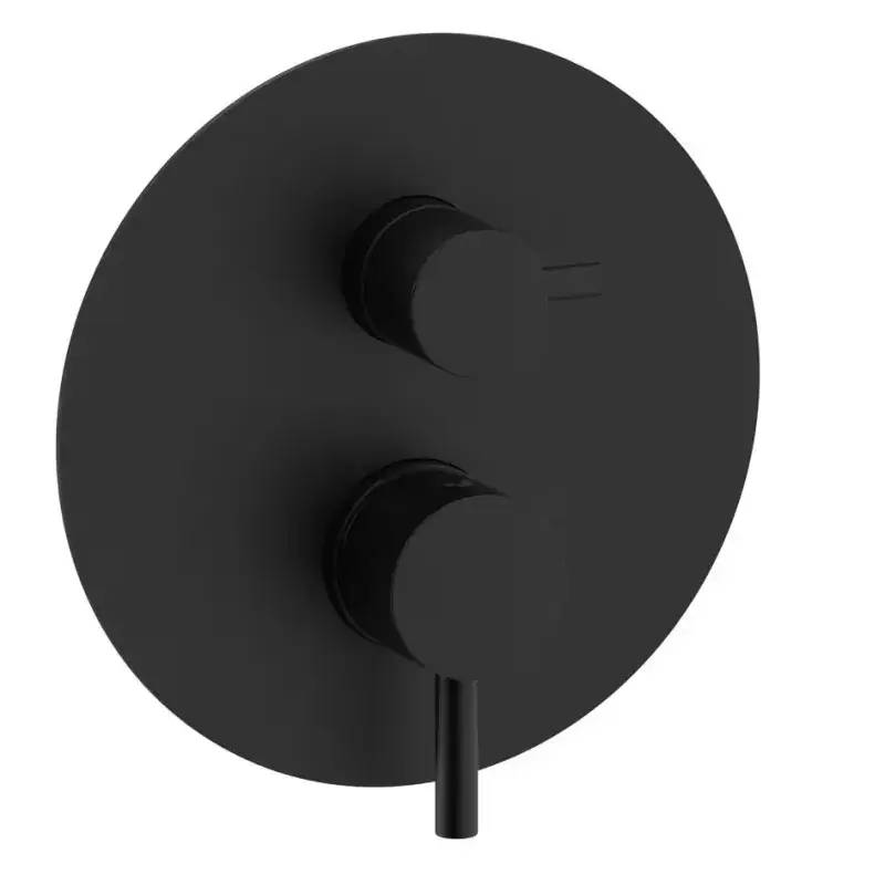Professionale Mitigeur de douche à encastrer avec deux sorties de couleur noir mat avec inverseur rotatif Paffoni Light LIG018NO