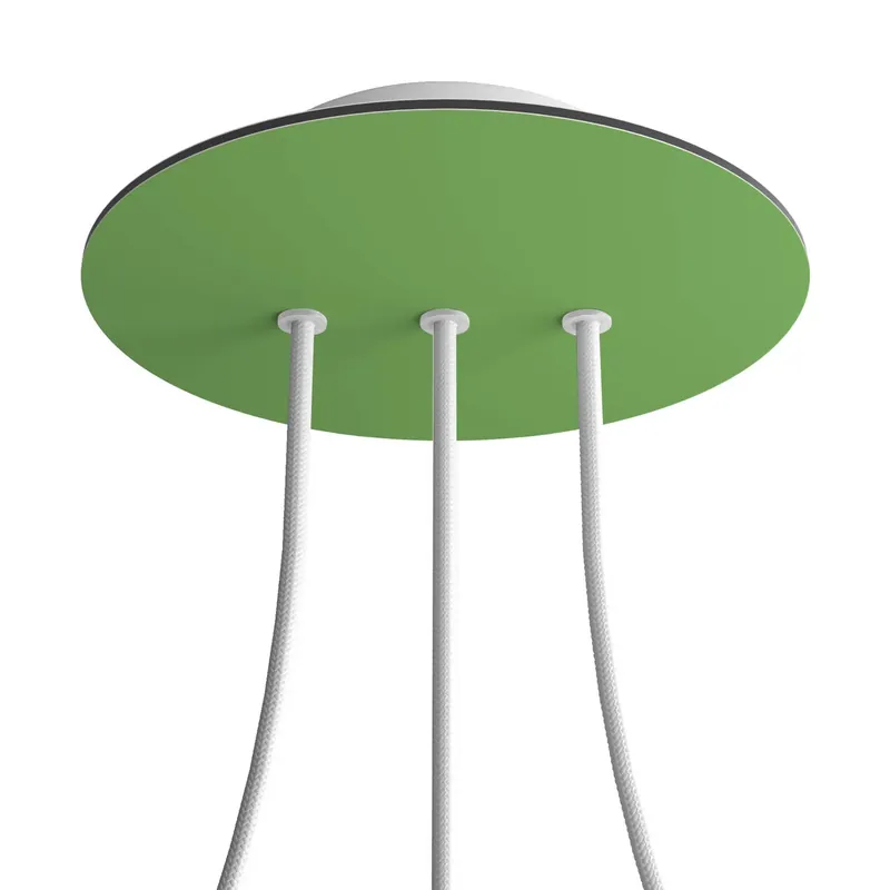 Rose-One round ceiling canopy, 200 mm diameter with 3 aligned holes and 4 side holes - Meadow Green Esclusivo