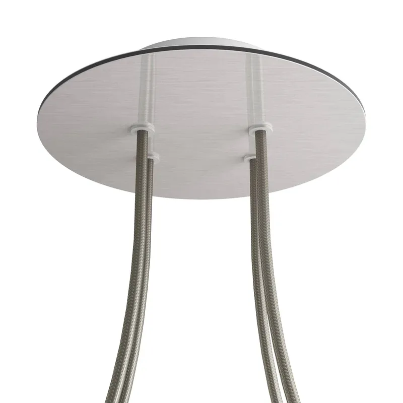 Rose-One round ceiling canopy, 200 mm diameter with 4 holes and 4 side holes - Satin Dibond Steel Professionale