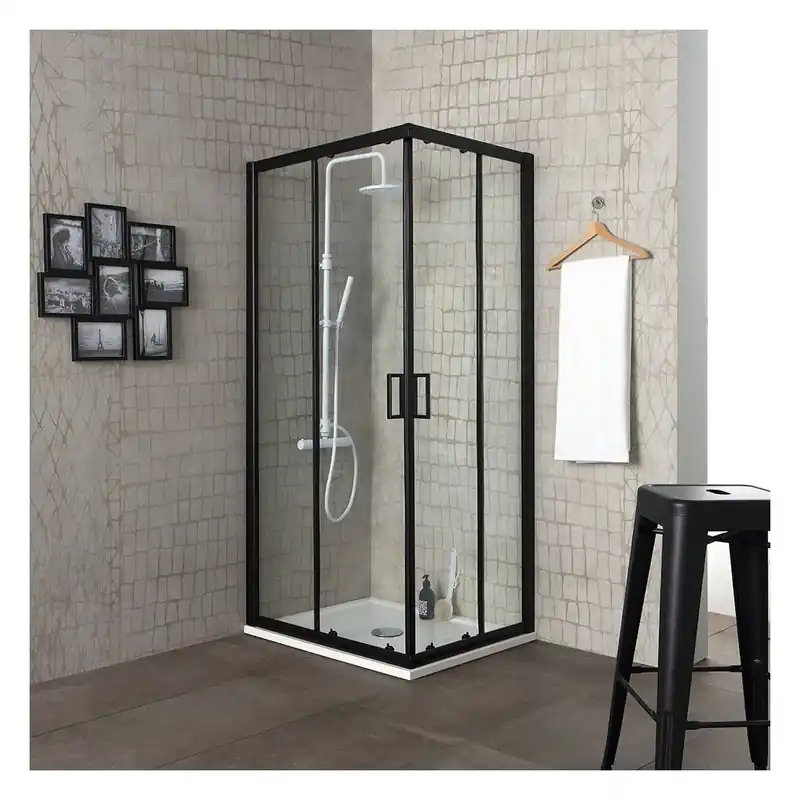 Esclusivo Box doccia design 70x70 telaio nero opaco cristallo 6 mm City