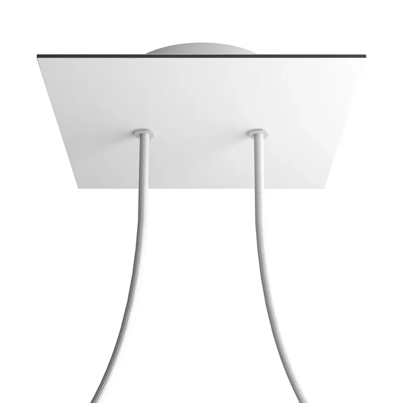 Più Venduto Rose-One square ceiling canopy, 200 mm with 2 holes and 4 side holes - Matte white