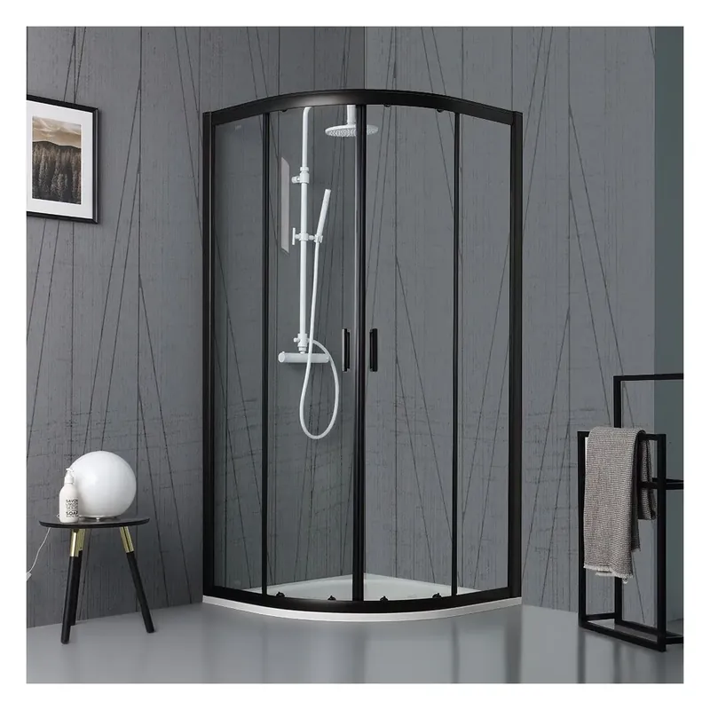 Must-Have Box doccia semicircolare cristallo trasparente e profilo nero opaco City