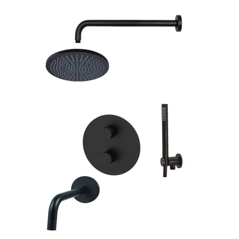 Ensemble de douche complet noir mat avec bec de bain Paffoni Light KITLIQ019NOV Offerta Limitata