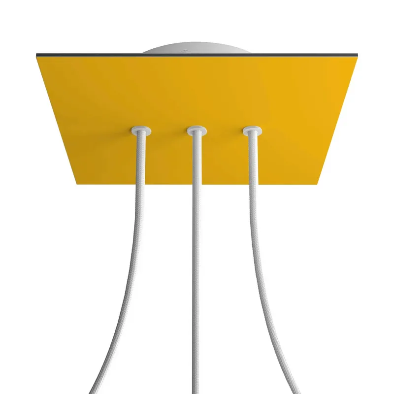 Ultimissimo Modello Rose-One square ceiling canopy, 200 mm with 3 inline holes and 4 side holes - Mustard