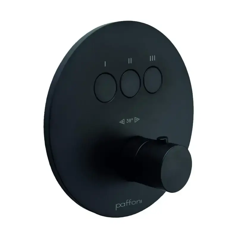 Ensemble de douche thermostatique à encastrer extérieur avec 3 fonctions et bouton noir mat Paffoni Compact Box CPT019NO Spedizione Espresso