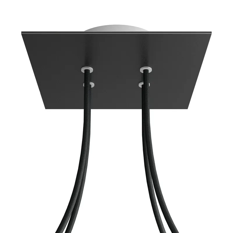 Compra Online Rose-One square ceiling canopy, 200 mm with 4 holes and 4 side holes - Matte black