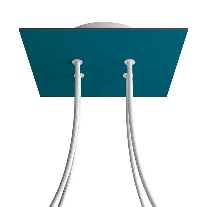 Rose-One square ceiling canopy, 200 mm with 4 holes and 4 side holes - Petrol Ultima Occasione