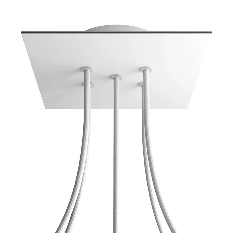 Rose-One square ceiling canopy, 200 mm with 5 holes and 4 side holes - Matte white Offerta